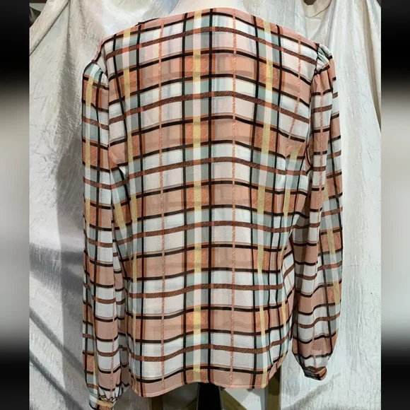 Cabi 6295 plaid whilst blouse size xs - Picture 6 of 9